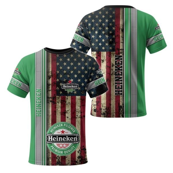 Heineken Stainless Steel American Flag T-Shirt