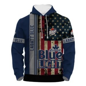 Labatt Blue Stainless Steel American Flag Hoodie & Zip Hoodie - Flexiquor.com