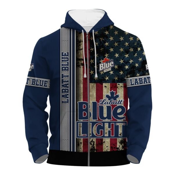 Labatt Blue Stainless Steel American Flag Hoodie & Zip Hoodie
