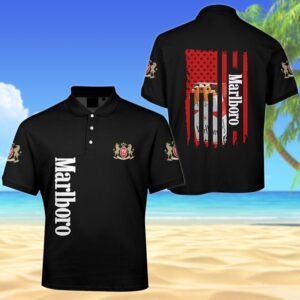 Marlboro American Flag Men's Plus Size Polo Shirt