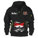Marlboro Scratches Marks Quarter Zip Hooded Sweatshirt