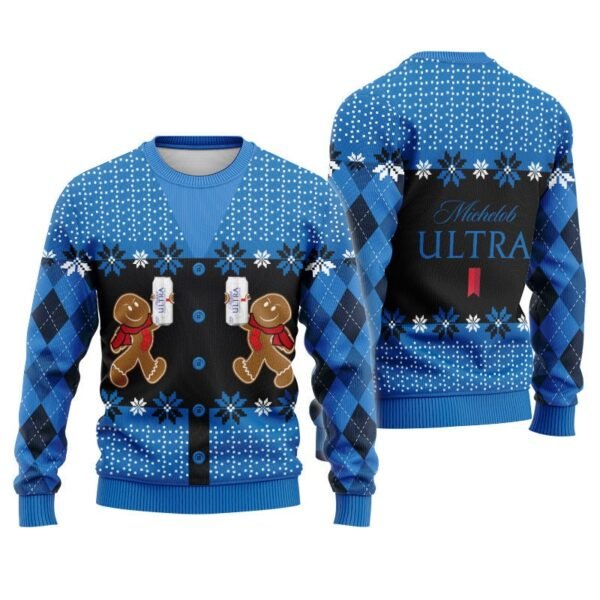 Michelob Ultra Christmas Gingerbread Ugly Sweater