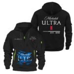 Michelob Ultra Scratches Marks Quarter Zip Hooded Sweatshirt