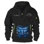 Michelob Ultra Scratches Marks Quarter Zip Hooded Sweatshirt