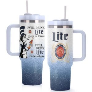 Miller Lite Cat In The Hat 40oz Tumbler With Handle