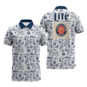 Miller Lite Doodle Art Polo Shirt