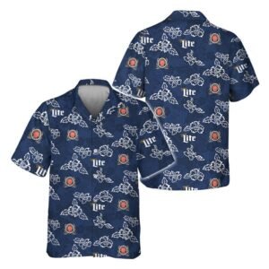 Miller Lite Hibiscus Flower Hawaiian Shirt