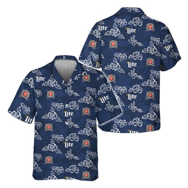 Miller Lite Hibiscus Flower Hawaiian Shirt
