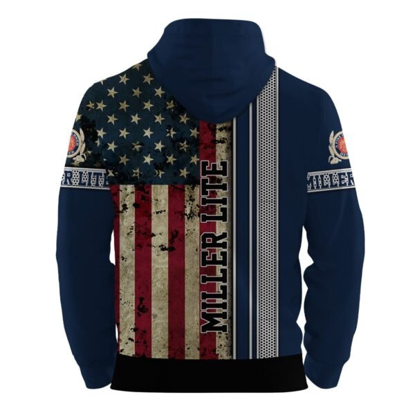 Miller Lite Stainless Steel American Flag Hoodie & Zip Hoodie