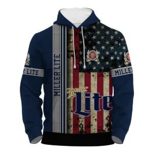 Miller Lite Stainless Steel American Flag Hoodie & Zip Hoodie - Flexiquor.com
