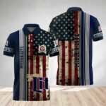 Miller Lite Stainless Steel American Flag Polo Shirt