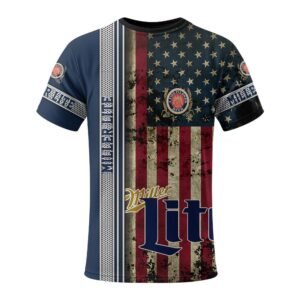 Miller Lite Stainless Steel American Flag T-Shirt - Flexiquor.com