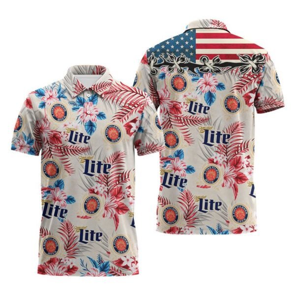 Miller Lite Tropical Summer Polo Shirt