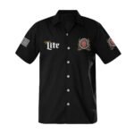 Miller Lite USA Flag Button Shirt