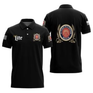 Miller Lite USA Flag Polo Shirt