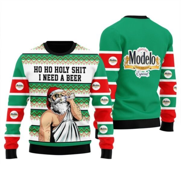 Modelo Santa Need A Beer Ugly Sweater