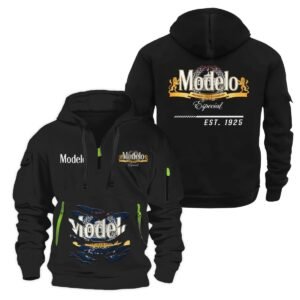 Modelo Scratches Marks Quarter Zip Hooded Sweatshirt