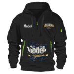 Modelo Scratches Marks Quarter Zip Hooded Sweatshirt