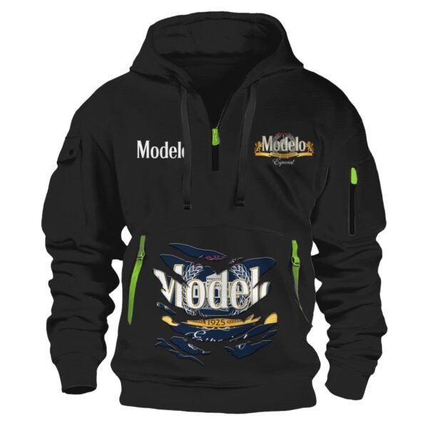 Modelo Scratches Marks Quarter Zip Hooded Sweatshirt