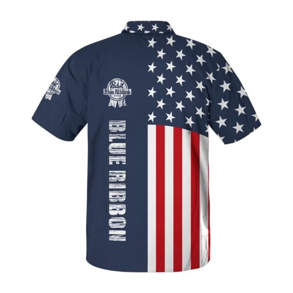 Pabst Blue Ribbon America Flag Button Shirt