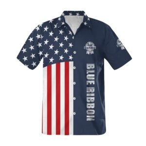 Pabst Blue Ribbon America Flag Button Shirt - Flexiquor.com