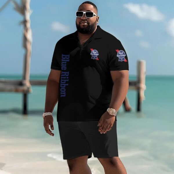 Pabst Blue Ribbon American Flag Men's Plus Size Polo Shirt