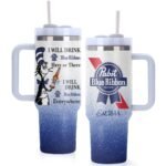 Pabst Blue Ribbon Cat In The Hat 40oz Tumbler With Handle