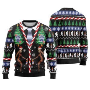 Pabst Blue Ribbon Christmas Bigfoot Ugly Sweater