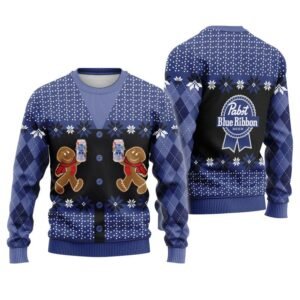 Pabst Blue Ribbon Christmas Gingerbread Ugly Sweater