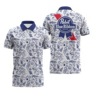 Pabst Blue Ribbon Doodle Art Polo Shirt