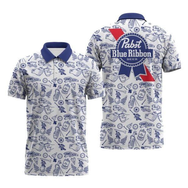 Pabst Blue Ribbon Doodle Art Polo Shirt