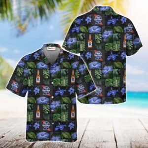 Pabst Blue Ribbon Flower Hawaiian Shirt