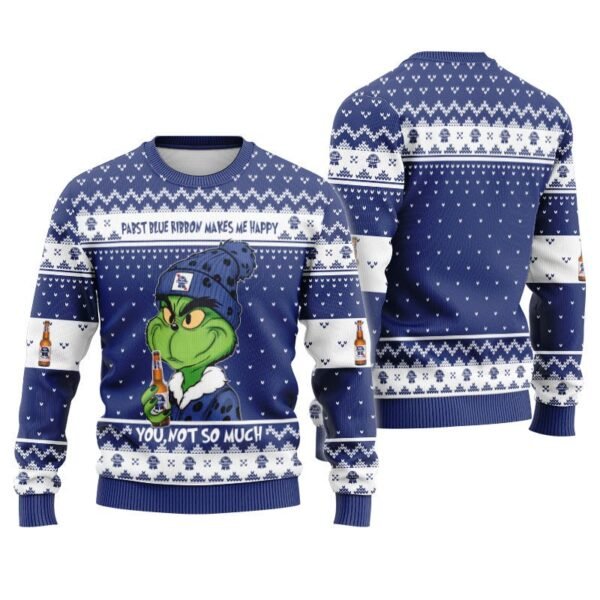 Pabst Blue Ribbon Make Grinch Happy Ugly Sweater