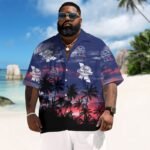 Pabst Blue Ribbon Sunset Men's Plus Size Hawaiian Shirt