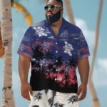 Pabst Blue Ribbon Sunset Men's Plus Size Hawaiian Shirt
