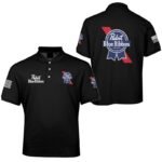 Pabst Blue Ribbon USA Flag Men's Plus Size Polo Shirt