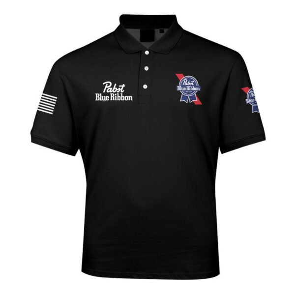 Pabst Blue Ribbon USA Flag Men's Plus Size Polo Shirt