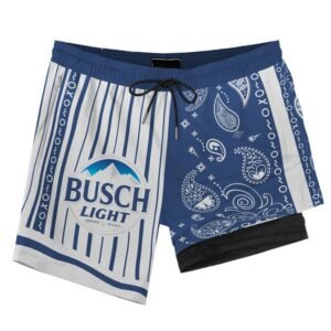 Paisley Half White Busch Light Compression Liner Swim Trunks
