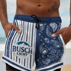 Paisley Half White Busch Light Compression Liner Swim Trunks - Flexiquor.com