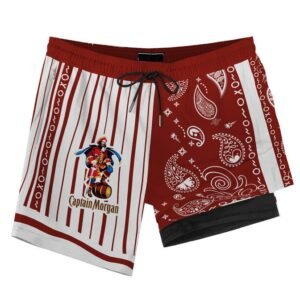 Paisley Half White Captain Morgan Compression Liner Swim Trunks