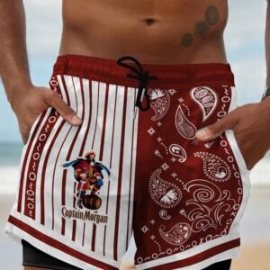 Paisley Half White Captain Morgan Compression Liner Swim Trunks - Flexiquor.com