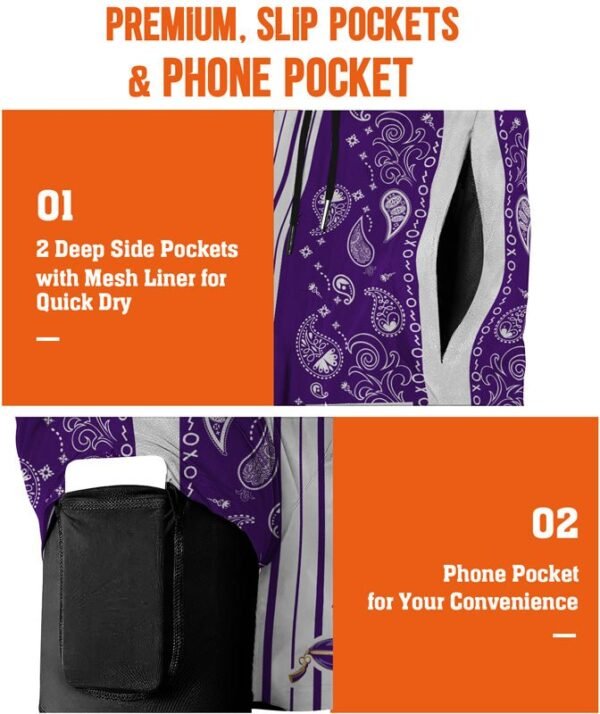 Paisley Half White Crown Royal Compression Liner Swim Trunks