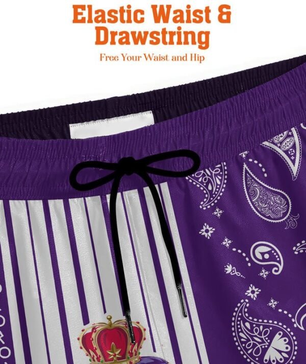 Paisley Half White Crown Royal Compression Liner Swim Trunks