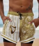 Paisley Half White Guinness Compression Liner Swim Trunks