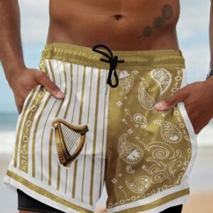 Paisley Half White Guinness Compression Liner Swim Trunks