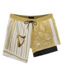 Paisley Half White Guinness Compression Liner Swim Trunks