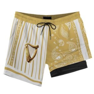 Paisley Half White Guinness Compression Liner Swim Trunks - Flexiquor.com