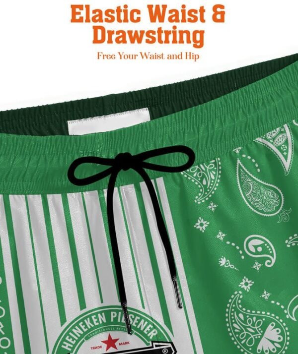 Paisley Half White Heineken Compression Liner Swim Trunks