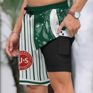 Paisley Half White Jameson Compression Liner Swim Trunks