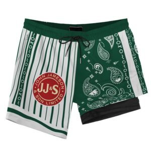 Paisley Half White Jameson Compression Liner Swim Trunks - Flexiquor.com
